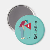 Aimant Putage turquoise de golfeurs (Recto/Verso)