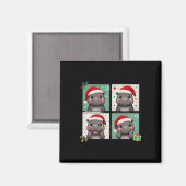 Aimant Pygmy Hippo meme Père Noël Casquette Photoboooooot (Recto/Verso)