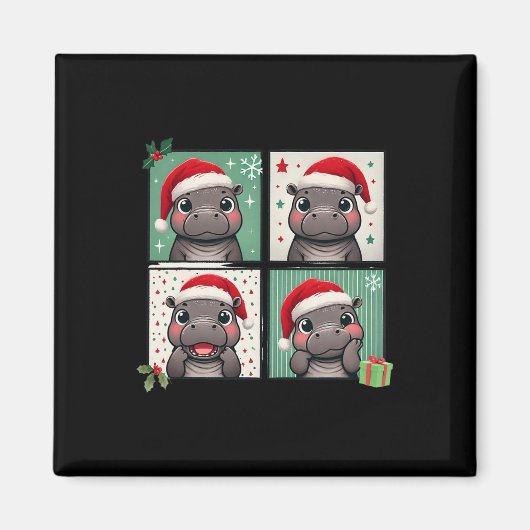 Aimant Pygmy Hippo meme Père Noël Casquette Photoboooooot (Devant)