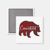 Aimant Pyjama correspondant à l'ours Connecticut rouge (Recto/Verso)