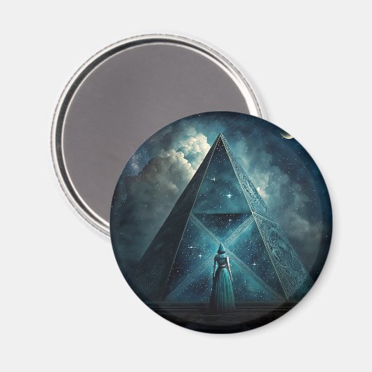 Aimant Pyramide Bleue Surréaliste Art Visionnaire (Recto/Verso)