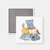 Aimant Pyramide de chats - Groupe de chats (Recto/Verso)