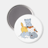 Aimant Pyramide des chats - Groupe de chats (Recto/Verso)