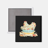 Aimant Pyrex poulet brodé poule vintage patchwork  (Recto/Verso)