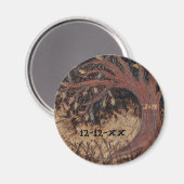 Aimant Pyrographie de l'arbre rustique Enregistrer la dat (Recto/Verso)