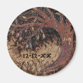 Aimant Pyrographie de l'arbre rustique Enregistrer la dat (Devant)