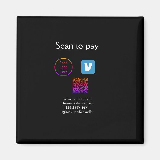 Aimant Q R code venmo scanner pour payer ajouter le logo (Devant)