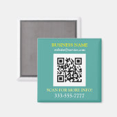 Aimant QR Code, Bus. Nom Promo, Blanc Jaune Turquoise (Recto/Verso)