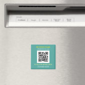 Aimant QR Code, Bus. Nom Promo, Blanc Jaune Turquoise (In Situ (Lave-vaisselle))