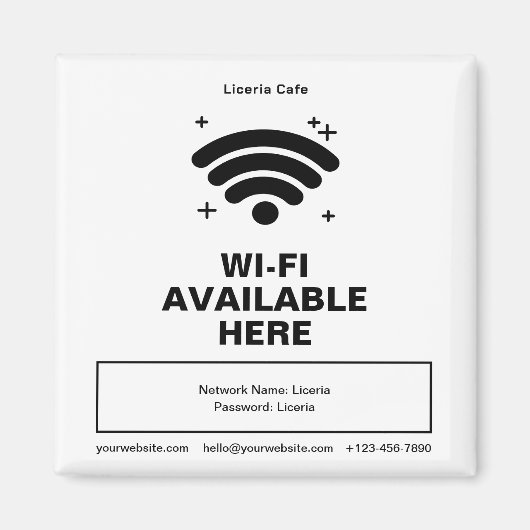 Aimant Qr Code Nom commercial Minimal wifi Détails (Devant)