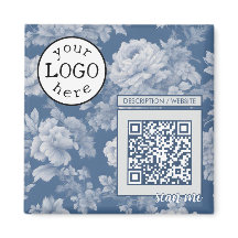QR Code pour affaires / événement Floral bleu et b