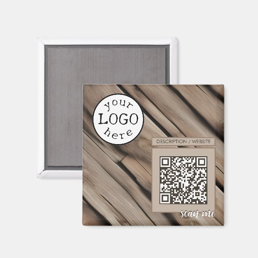 Aimant QR Code pour le bois rustique d'affaires (Recto/Verso)