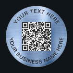 Aimant QR Code promo bleu<br><div class="desc">Aimant promotionnel simple pour votre entreprise ou organisation avec un arrière - plan en faux métal bleu brossé. Ajoutez votre code ou logo QR et deux lignes de texte personnalisé, comme votre nom d'entreprise, votre slogan, merci ou laissez vide.</div>