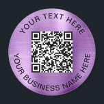Aimant QR Code promotionnel violet<br><div class="desc">Un simple aimant promotionnel pour votre entreprise ou organisation avec un arrière - plan en faux métal violet brossé. Ajoutez votre code ou logo QR et deux lignes de texte,  comme le nom de votre entreprise,  le slogan,  merci ou laissez vide.</div>