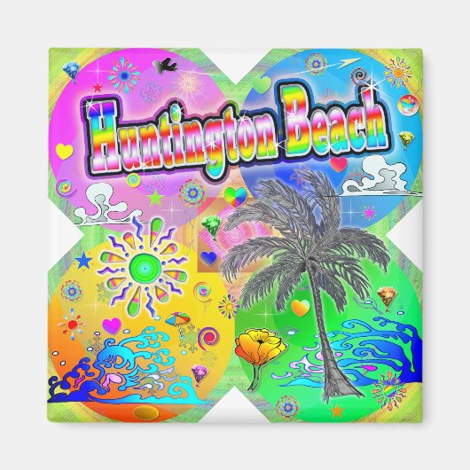 Aimant Quadro Seasons de Huntington Beach (Devant)