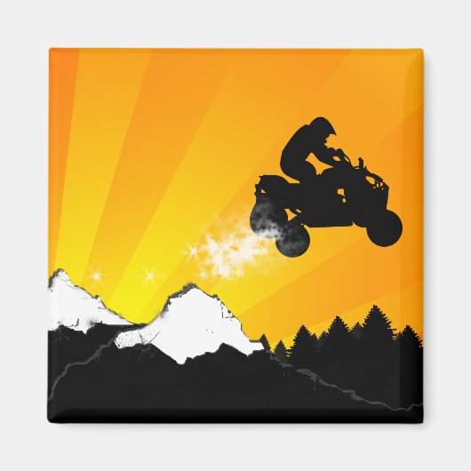 Aimant quads. coucher de soleil orange. (Devant)