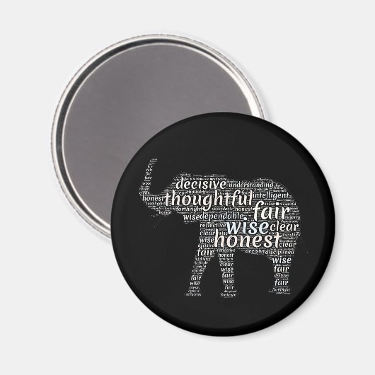 Aimant Qualités d'un nuage de mots d'éléphant (Recto/Verso)