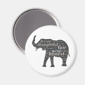 Aimant Qualités d'un nuage de mots d'éléphant (Recto/Verso)