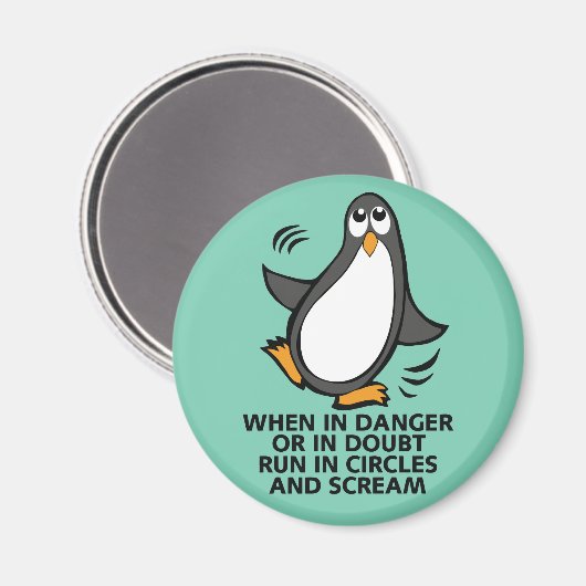 Aimant Quand en danger ou en doute Drôle Penguin Graphic (Recto/Verso)
