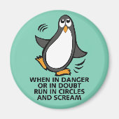 Aimant Quand en danger ou en doute Drôle Penguin Graphic (Devant)