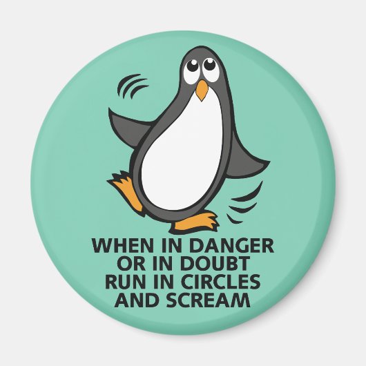 Aimant Quand en danger ou en doute Drôle Penguin Graphic (Devant)
