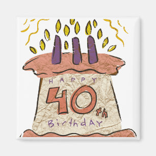 Aimant Quarantième cadeaux d'anniversaire heureux