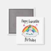 Aimant Quarantine Anniversaire Unicorn arc-en-ciel (Recto/Verso)