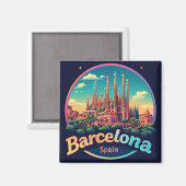 Aimant 🧲 Quartier gothique de Barcelone Mémoire Espagne (Recto/Verso)