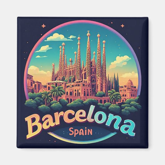 Aimant 🧲 Quartier gothique de Barcelone Mémoire Espagne (Devant)