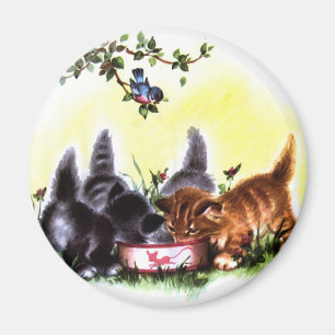 Aimant Quatre chatons régalant l'illustration