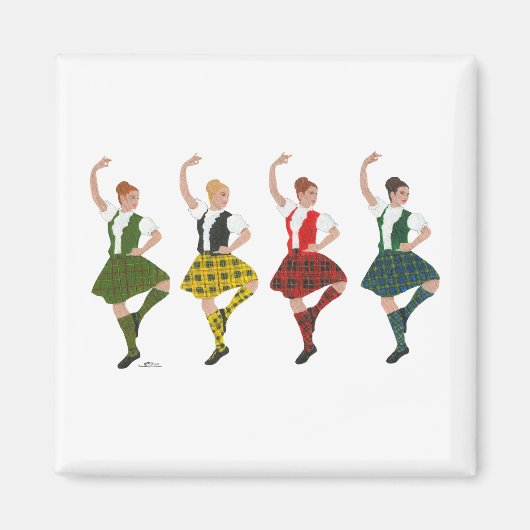 Aimant Quatre danseuses highlandaises écossaises (Devant)