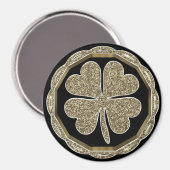 Aimant Quatre feuilles Clover Noir et Or Bonne chance Élé (Recto/Verso)