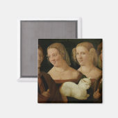 Aimant Quatre personnes rient à la vue d'un chat (Recto/Verso)