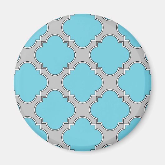 Aimant Quatrefoil bleu et gris (Devant)