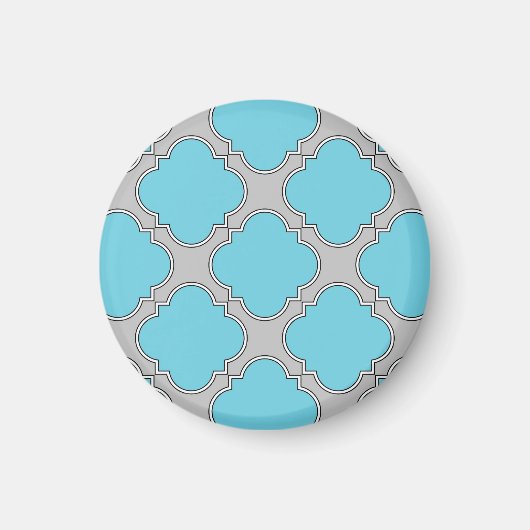 Aimant Quatrefoil bleu et gris (Devant)