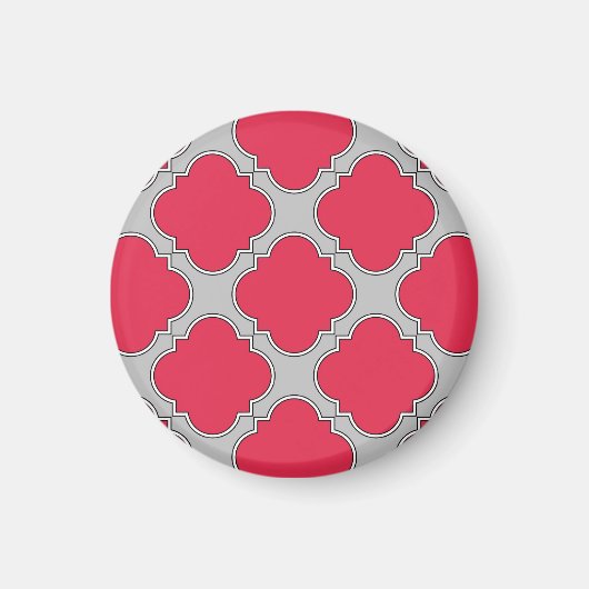 Aimant Quatrefoil rouge et gris (Devant)