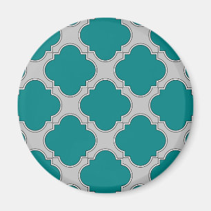 Aimant Quatrefoil turquoise et gris
