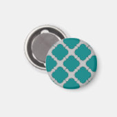 Aimant Quatrefoil turquoise et gris (Recto/Verso)