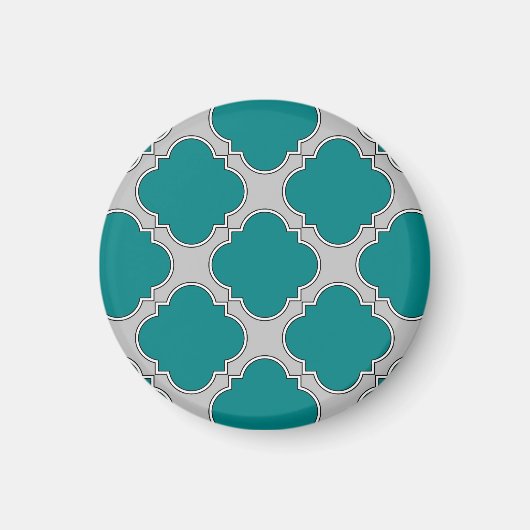 Aimant Quatrefoil turquoise et gris (Devant)