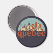 Aimant Québec Canada Retro City Skyline Cityscape Art (Recto/Verso)