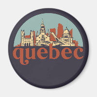 Québec Canada Retro City Skyline Cityscape Art