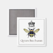 Aimant Queen Bee Et Crown Farm Ou Apiary (Recto/Verso)