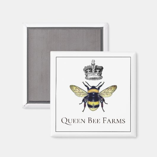 Aimant Queen Bee Et Crown Farm Ou Apiary (Recto/Verso)