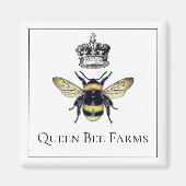 Aimant Queen Bee Et Crown Farm Ou Apiary (Devant)