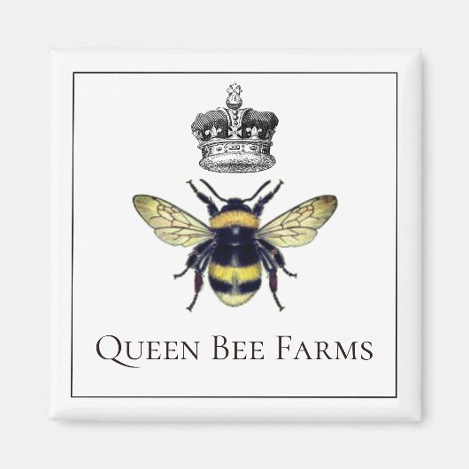 Aimant Queen Bee Et Crown Farm Ou Apiary (Devant)