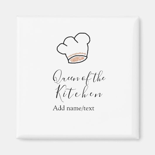 Aimant Queen of the kitchen chef cooking add name crown (Devant)