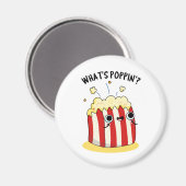 Aimant Quel est Poppin Funny Popcorn Pun (Recto/Verso)