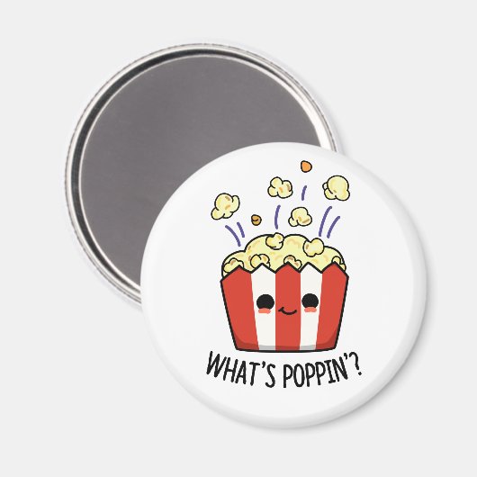 Aimant Quel est Poppin Funny Popcorn Pun (Recto/Verso)