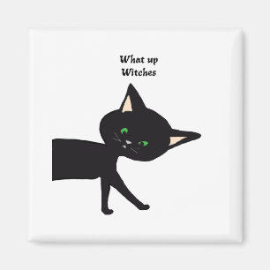 Aimant Quelle Sorcière ! Chat noir drôle avec yeux verts
