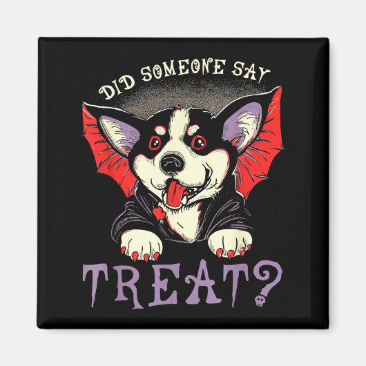 Aimant Quelqu'un a dit friandise - Chien vampire chauve-s (Devant)